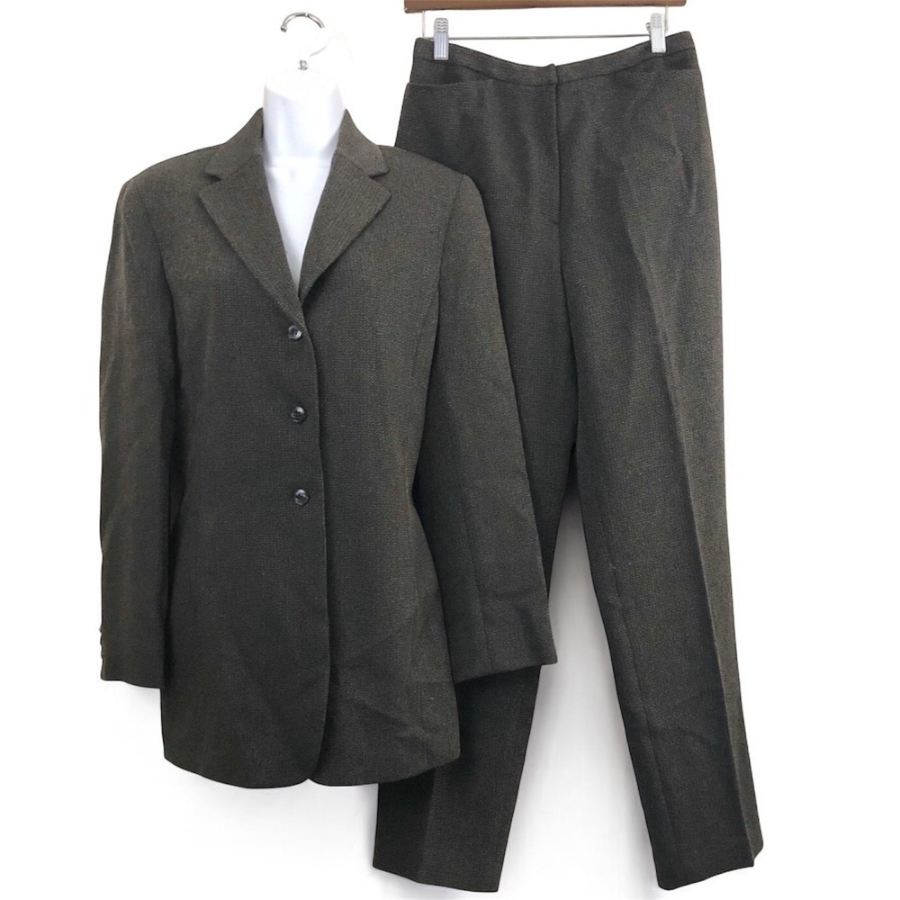 Vtg Y2 Jones Wear Pants Suit Jacket Sz 10 - Pants Sz 8 ‎ Herringbone Career
